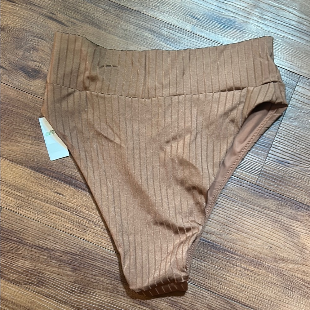 Aerie Brown Ribbed Cheeky Bikini Bottom - Picture 4 of 4